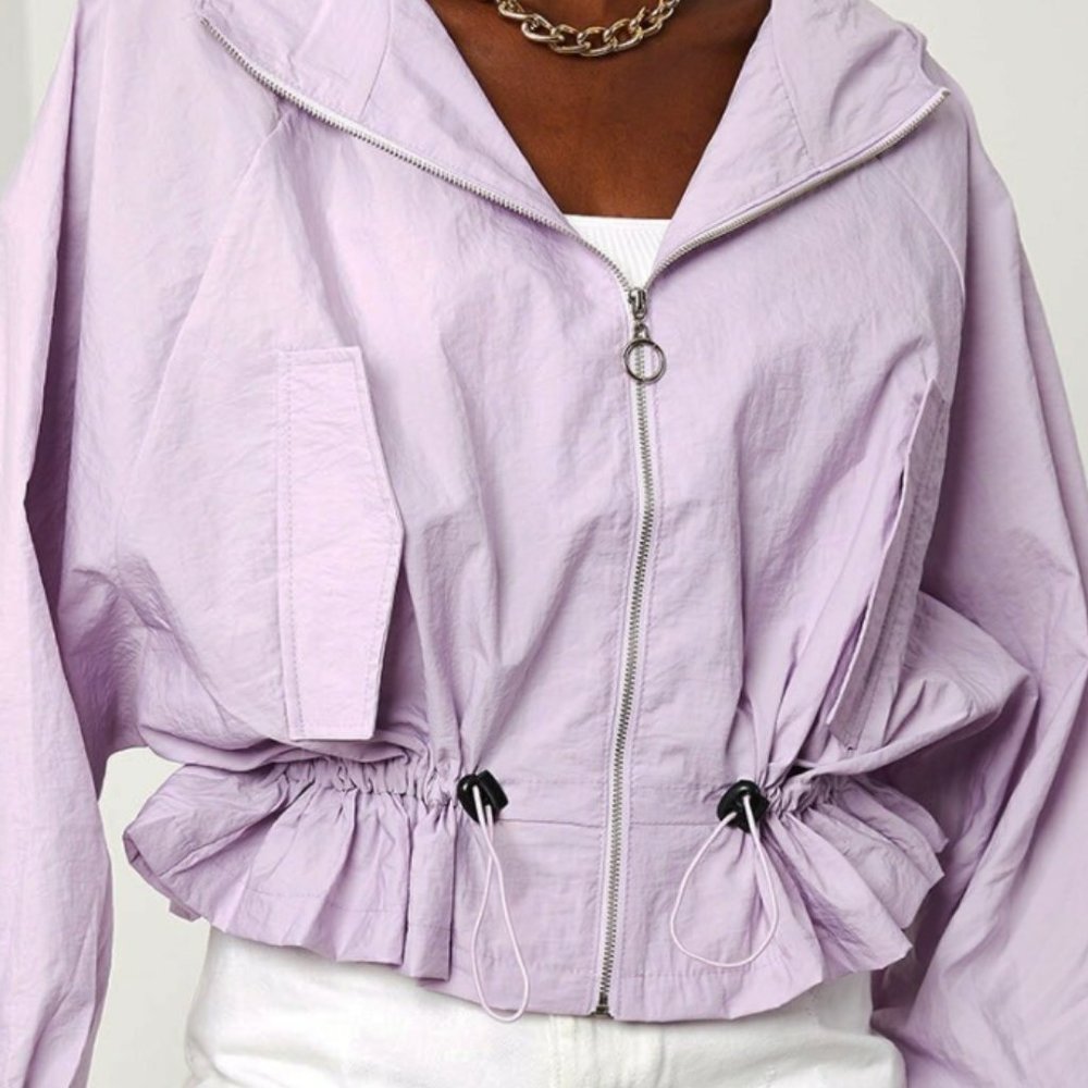 Lilac Pleated Waist Bat Raincoat - Picture 10 of 10